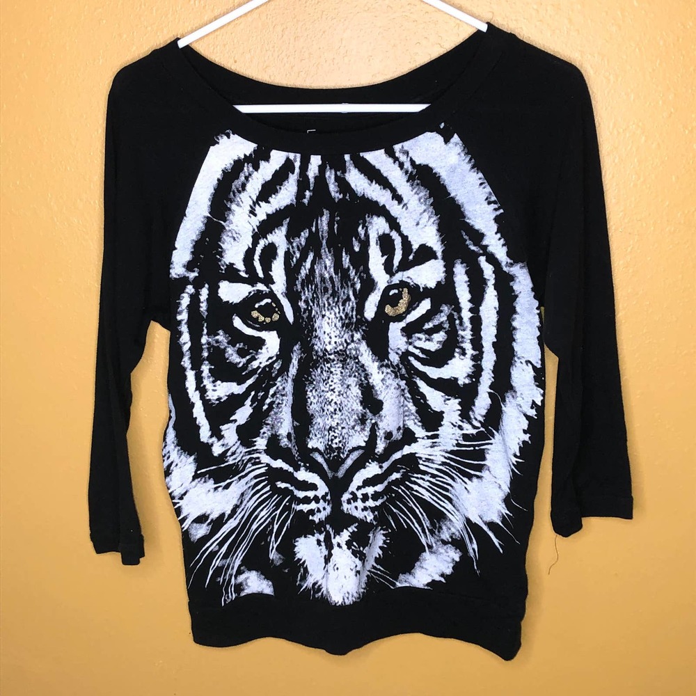 Freeze Shirt Black Tiger 3/4 Sleeve Junior's Top S
